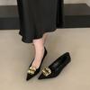French Pointed Kitten Heel Metal Buckle High Heels Women's Spring and Autumn 2025 New Season Stiletto Suede Commuter Shoes