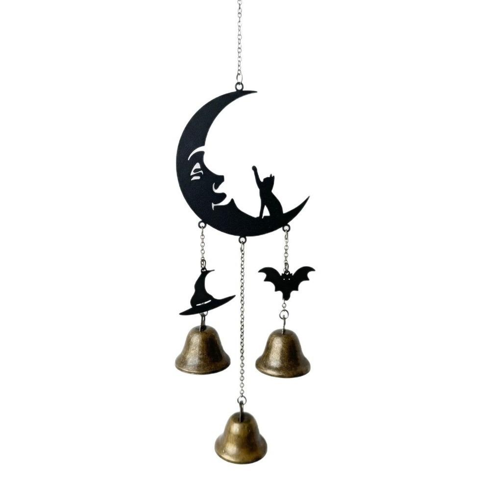 Witch Hat Black Cat Wind Chimes Decorative Garden Patio Decor Hanging Bell Ornament Garden