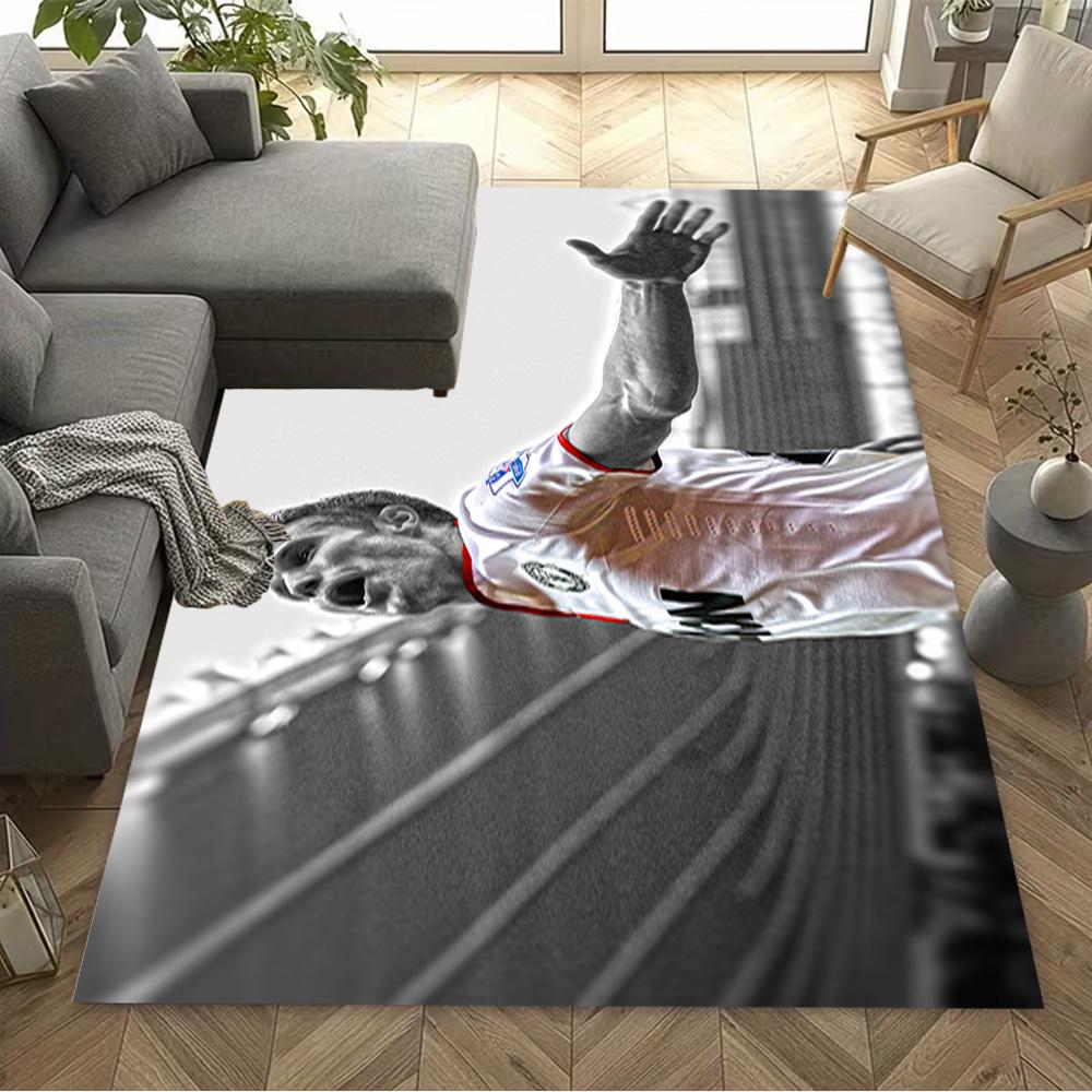 Football Player Celebration Moment Area Rug Perfect for Game Room Bedrooms Kitchen Entryway Antislip Carpet Anime Office Decor