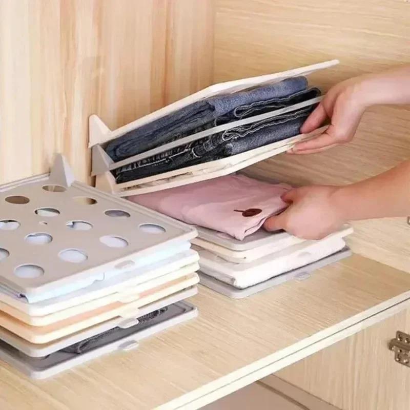 5-10PCS Space Saving Folding Laundry Board Quick Fold Clothes Folder Durable Plastic Organizer for Shirt T Shirt Storage Rack