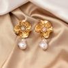 Flower Shaped Petal Imitation Pearl Pendants Earrings For Women Party Gift Holiday Jewelry Ear Accessories