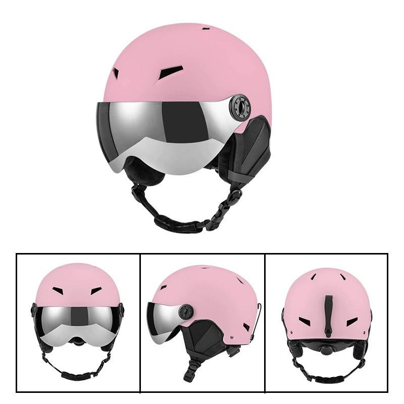 Unisex Ski Helmet With Integrated Goggles Snowboarding Winter Sports Safety Gear