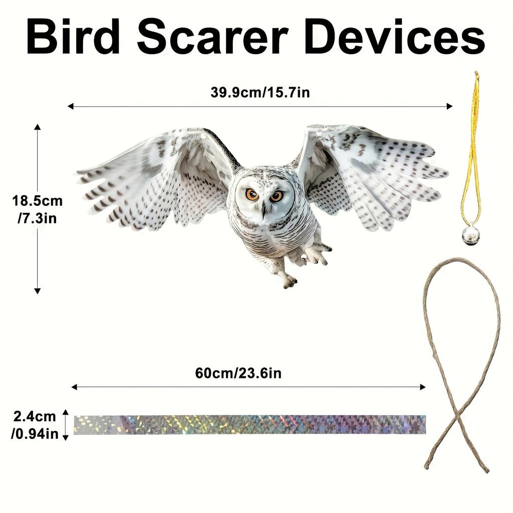 Bird Scarer Reflective Double-Sided Garden Bird Repeller Artifact Reflective Owl For Woodpecker With Sound For Garden Home Yard
