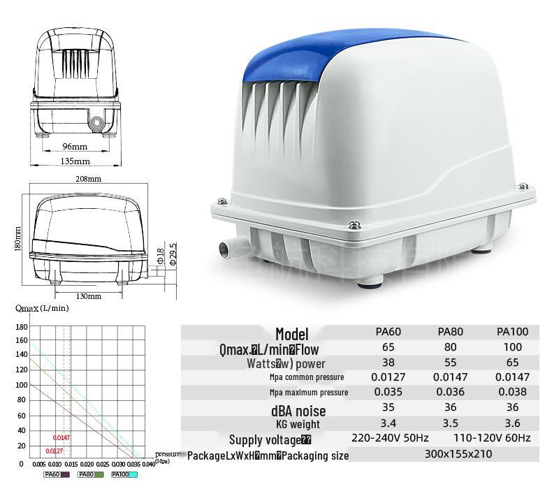 20-летний бренд Мощный кислородный насос для аквариума и морского аквариума