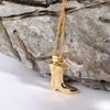 Western Cowboy Boots Necklace  bAbstract Face Copper Plated Real Gold Lock Chain