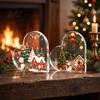 Santa Claus Desktop Ornaments Heart Shaped Acrylic Christmas Tabletop Sign, 2D Winter Snow Scene Ornament Festive Fireplace Display with Santa,