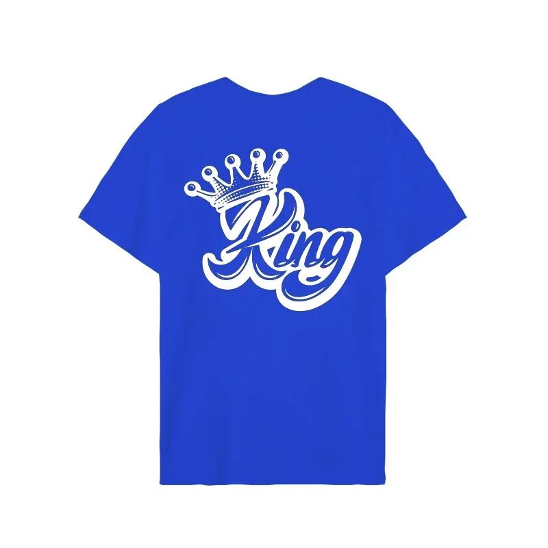 King Queen Crown Print Lover Couples Tee Shirt Harajuku Women T-shirt Crown Couple Matching Tshirt Clothes Summer Women Man Tops