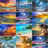 DIY 5D Diamond Painting Sea View Cross Stitch Full Round Drill Sunset Beach Diamond Embroidery Mosaic Art Home Decor Gift