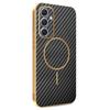 For Samsung Galaxy A54 5G Phone Case Carbon Fiber Textured Electroplated TPU Back Cover