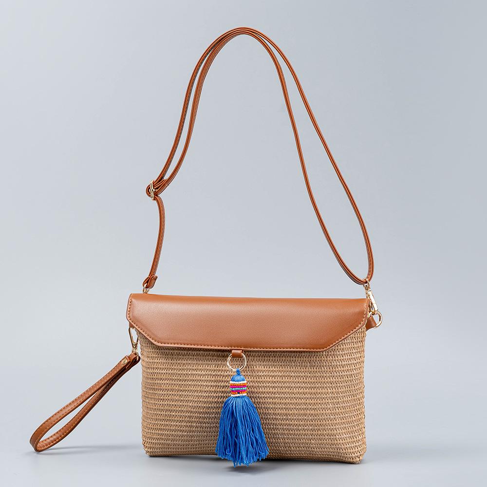 Женская пляжная сумка OLEI с кисточками и плетением - соломенная сумка на плечо и клатч для путешествий на море