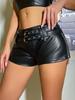 Шорты из искусственной кожи для бара, горячая девушка, эластичные, с низкой посадкой