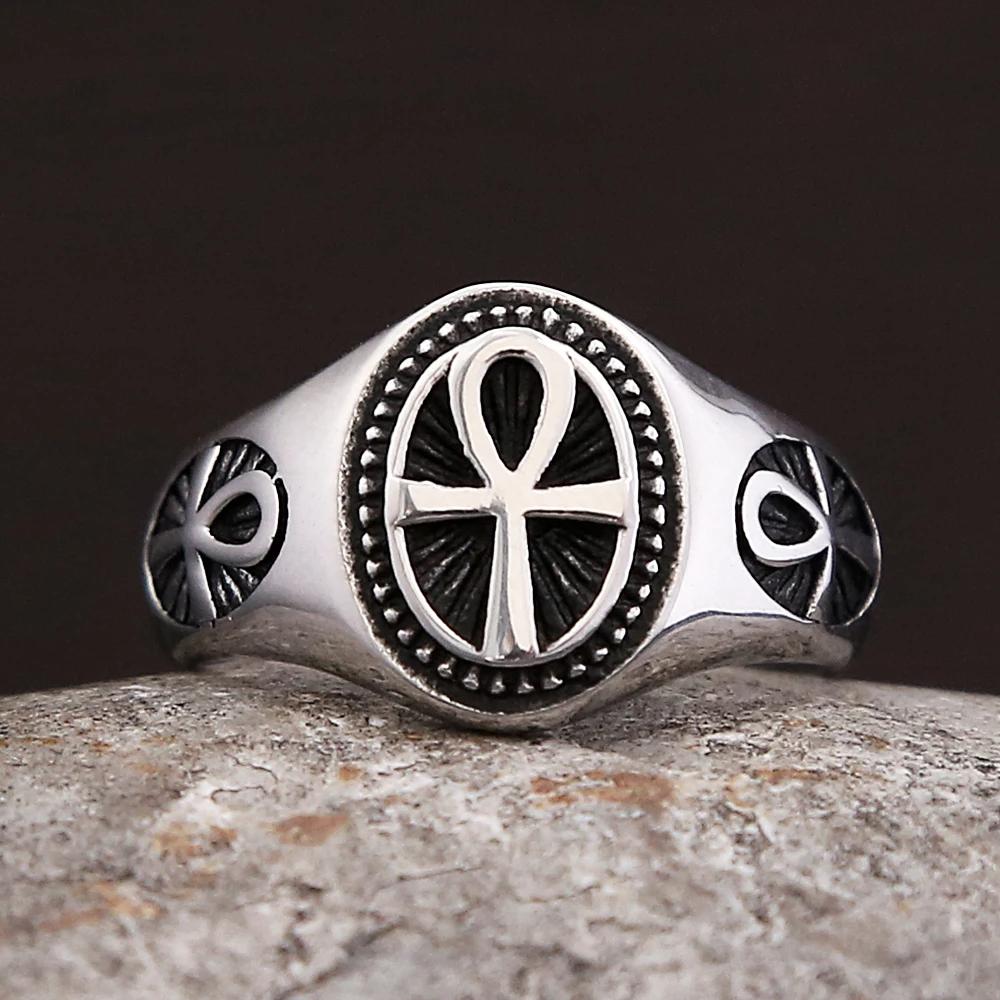 Ring Ancient Egypt Egyptian Ankh Eternal Life Cross Key Life Amulet Talisman Protect Health Jewelry Charming Accessories