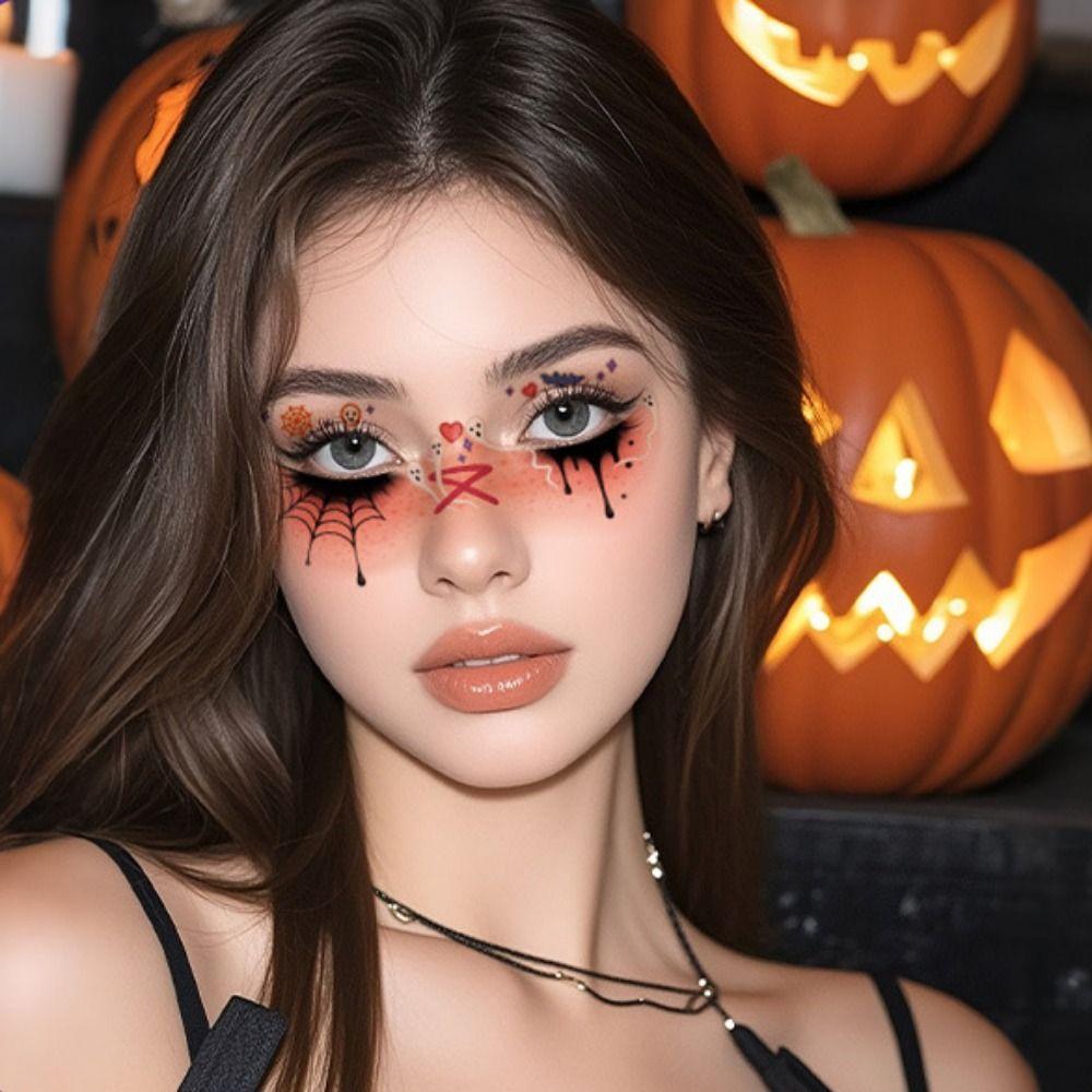 Disposable Cheek Temporary Stickers Waterproof Bat Face Stickers Makeup Halloween Face Tattoo  Ball