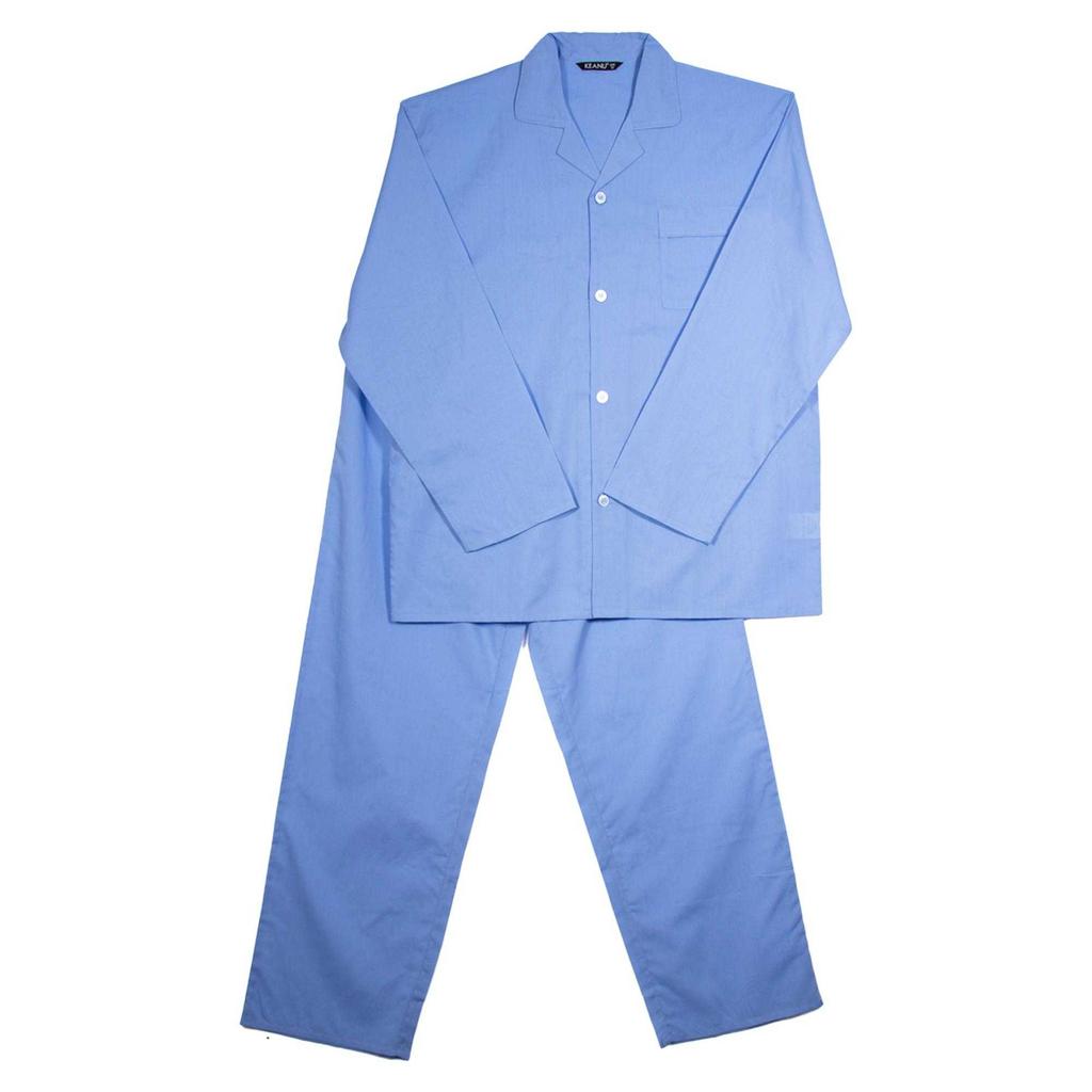 Keanu Mens Woven Chest Pocket Straight Leg Long Pyjama Set