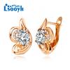 LSOOYH серьги-клипсы цвета розового золота, модные серьги для женщин, геометрические серьги-гвоздики с кубическим цирконием, ювелирные изделия