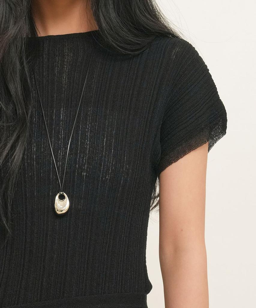 GENERALIDEA Pleated Half-Neck Knit Top [Black] / Gf2Lkp529