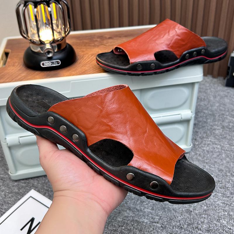 Fashion Men's Beach Open Toe Shoes Sandals High Quality Non-slip Men Slippers Breathable Two Uses Male Footwear Mens Summer Outdoor Shoe