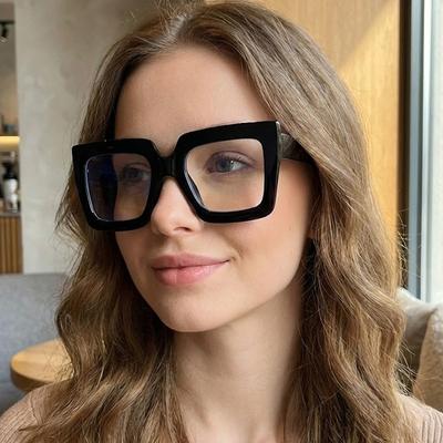 Модные Декоративные Уличные Очки Квадратные Антисиние Очки с Большой Рамкой Компьютерные Очки для Женщин Мужчин