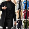 Men's Single Breasted Lapel Coat Long Sleeve Solid British Style Single Breasted Coat
