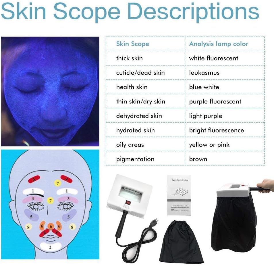Wood lamp skin detector 3x magnification facial care analyzer can be used for cat and dog care antique identification