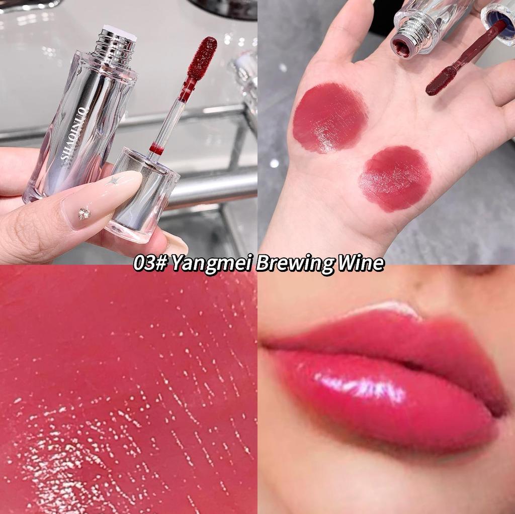 SHAQINUO Mirror Lip Glaze Juicy Clear & Natural Makeup Lip Tint Lip Gloss Long-lasting Moisturizing Glaze