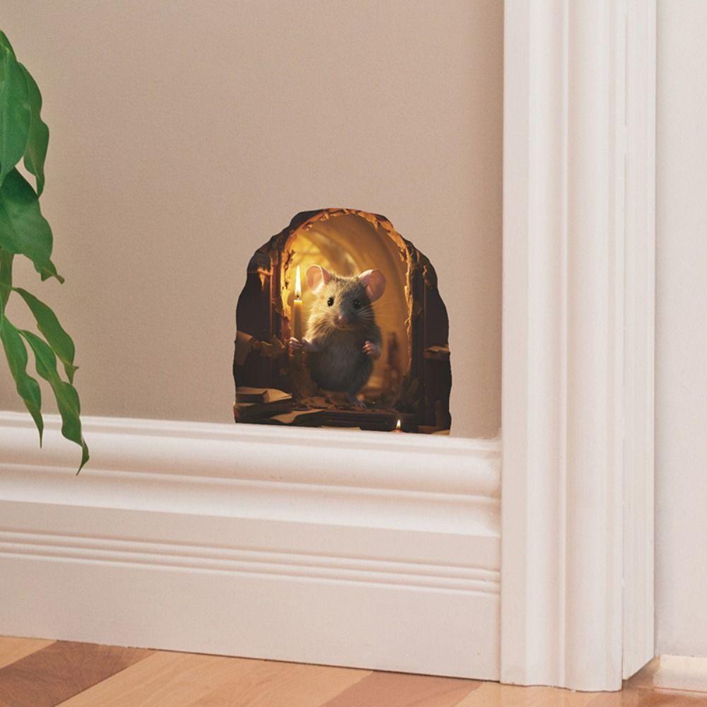 Наклейки на стену в виде мультяшной мышиной норы, мини-3D-наклейка на стену в виде крысы, водонепроницаемая наклейка в виде маленькой крысиной норы, лестница