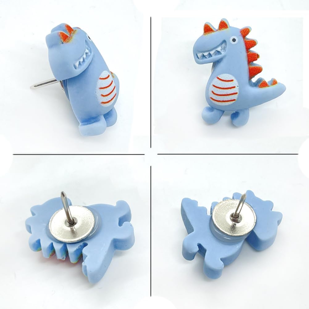 30 pcs Cute Dinosaur Decorative Push Pin Animal Thumbtack Photo Memo Note Drawing P Multi-Functional Pushpin Tool Cork Board Office Accessories