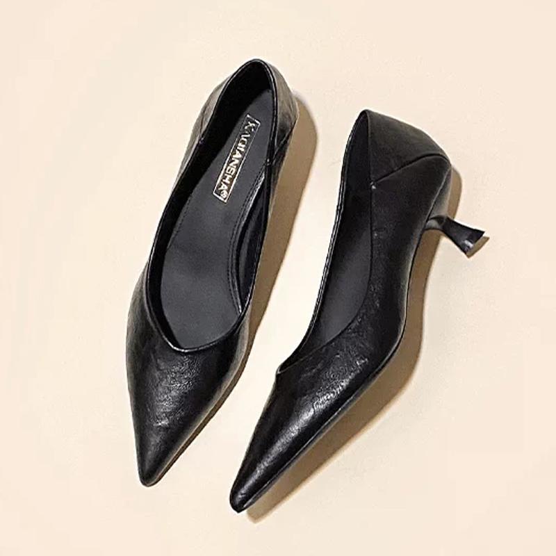 Удобные рабочие туфли на kitten heel, женские, новые, женские, с острым носком, на шпильке, на высоком каблуке, однотонные туфли, без усталости