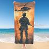 Military Themed Microfiber Beach Towel, Lightweight Absorbent for Yoga Swimming Camping Fitness