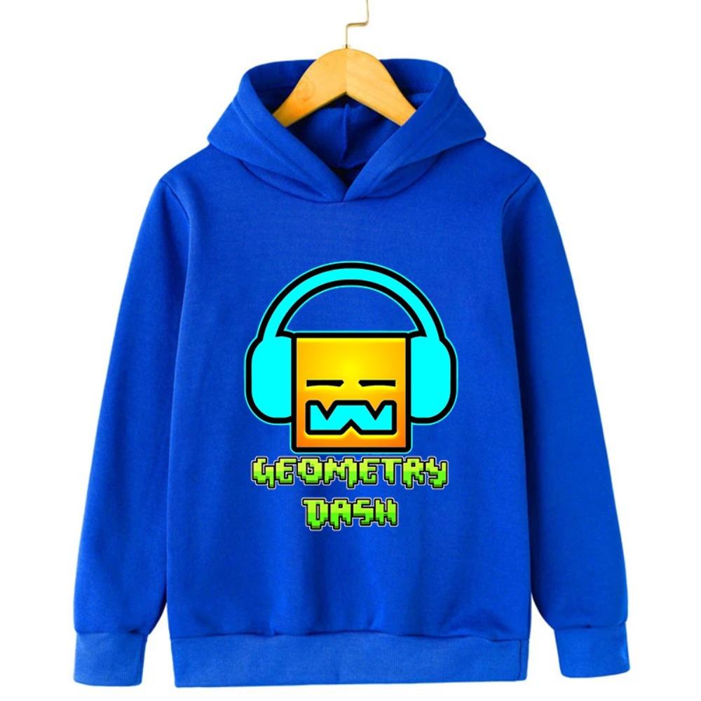 Игровая толстовка Geometry Dash для детей, пуловер с длинным рукавом, осенние куртки, смешные мультяшные топы для девочек, свитшоты для мальчиков, детская одежда