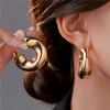 Geometric Irregularity Simple Metal C-shaped Design Earrings for Women European Fashion Retro Personality Jewelry Accessories