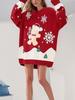 2026 European Women's Round Neck Christmas Cartoon Knit Sweater