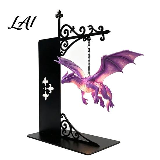 Fantasy Literature Fan Gift Dragon Bookshelf Lamp Retro Flying Light Medieval Style Tabletop Ornament Creative Bookend Light for Library Reading