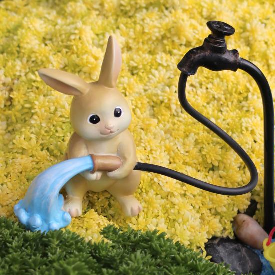 Rabbit Flush Sculpture Bunny Decor Yard Decoration Resin Bunny Figurines Home Garden Outdoor Statues Easter Rabbit Decoration