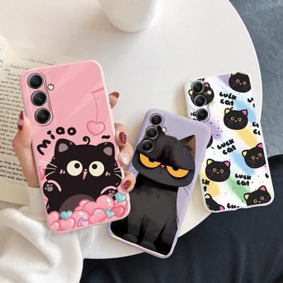 Модный чехол Cat для iPhone Samsung A55 S24 S25 A06 Xiaomi Redmi Note 13 Pro 14C Huawei Honor Realme противоударный бампер для телефона матовый чехол с защитой от царапин