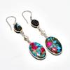 Spiny Oyster, Abalone Shell Gemstone 925 Silver Plated Earring 2.84"