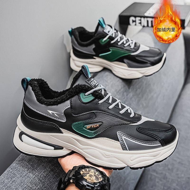 Зимняя мужская обувь новая бархатная спортивная обувь мужская трендовая универсальная на толстой подошве утолщенная теплая хлопковая обувь модная обувь