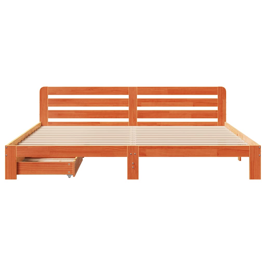 Solid Wood Bed without Mattress Wax Brown 200x200 cm Pine Wood