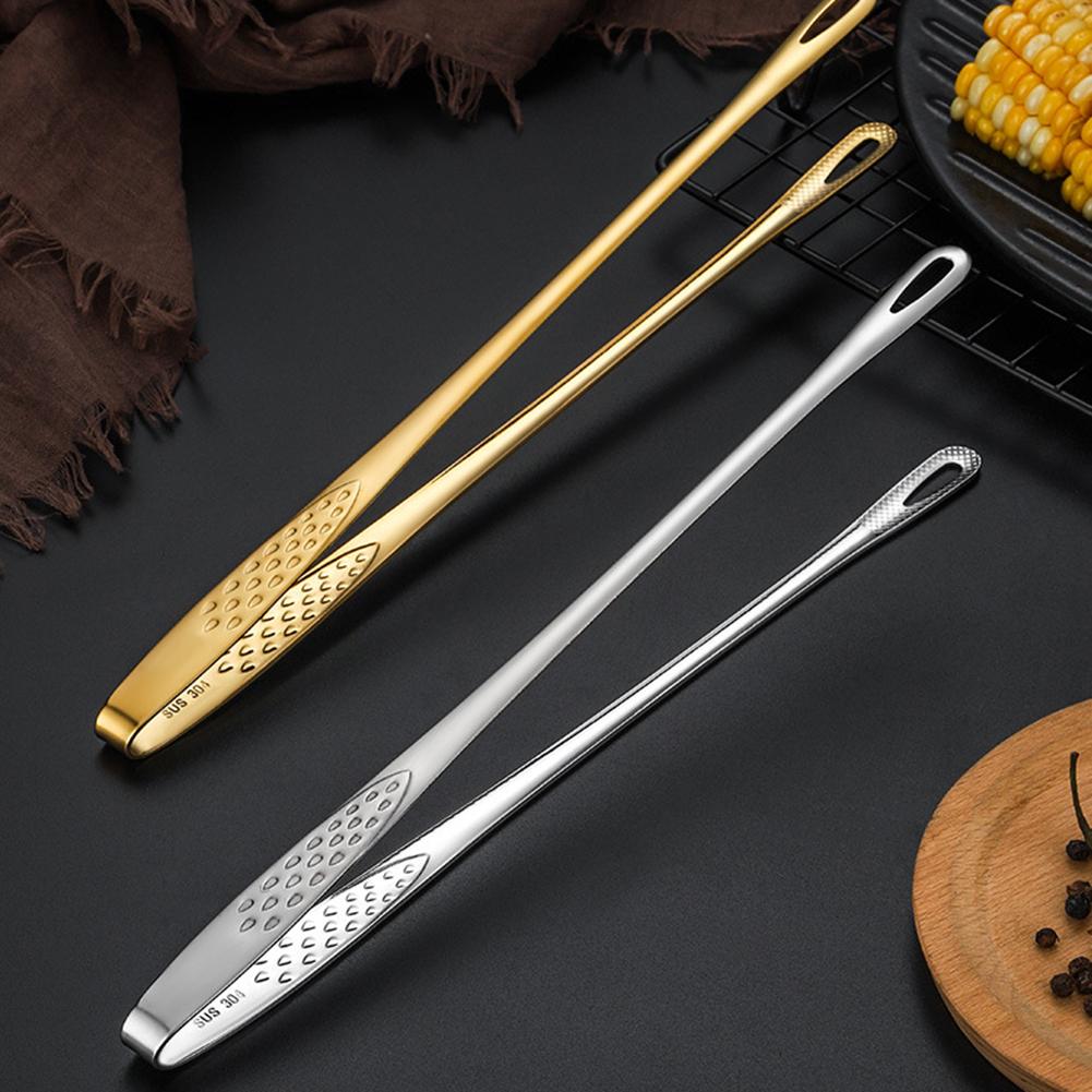 2Pcs Clamp Stainless Steel 9/12inch Kitchen Straight Grill Tweezers BBQ Food Tongs Tools For Flipping Meats Gripping Vegetable