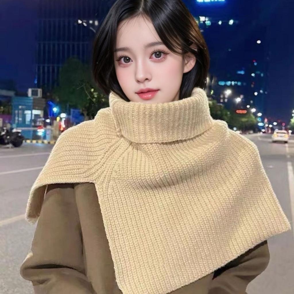 Pullover Scarf Knitted Shawl Winter Scarf False Collar Coat Bib Warm Scarf Turtleneck Slit Jumper Shawl Clothes Accessories