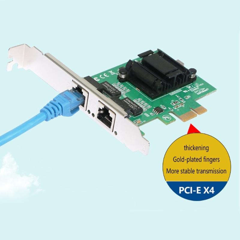 2-Port Slot PCIEX4 RJ45 Interface kCard PCIExpress Adapter Card 10/100/1000Mb