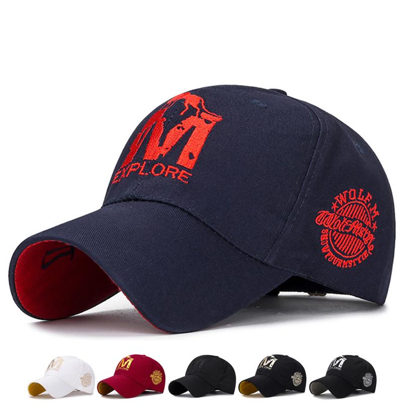 WOLF M Letter Baseball Cap for Men Women Streetwear Dad Hat Summer Sun Visor Trucker Cap