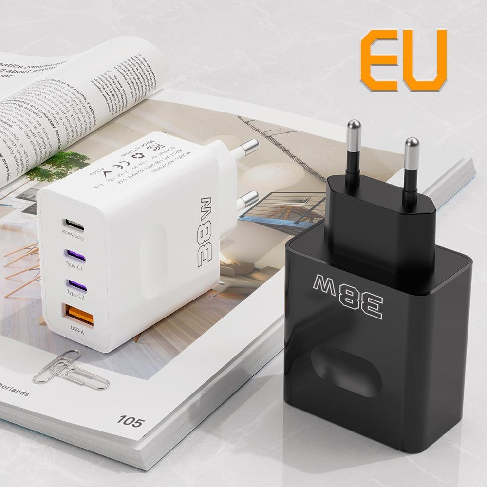 PD 38W USB C зарядное устройство 4 порта быстрая зарядка Type C мобильный телефон адаптер для iPhone 16 15 14 Samsung Xiaomi Huawei Quick Charge 3.0