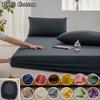 100% Cotton Fitted Sheet with Elastic Band Adjustable Non-slip Mattress Cover for Single Double King Queen Bed 140/160/180/200cm