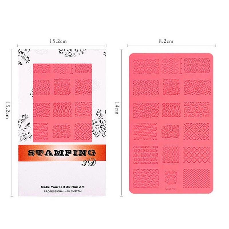 3D рельефный дизайн ногтей силиконовый шаблон для печати пудра пигмент для ногтей трафареты для штамповки маникюрная резьба форма