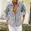 New Foreign Trade Long-sleeved Lapel Striped Shirt Loose Shirt Men