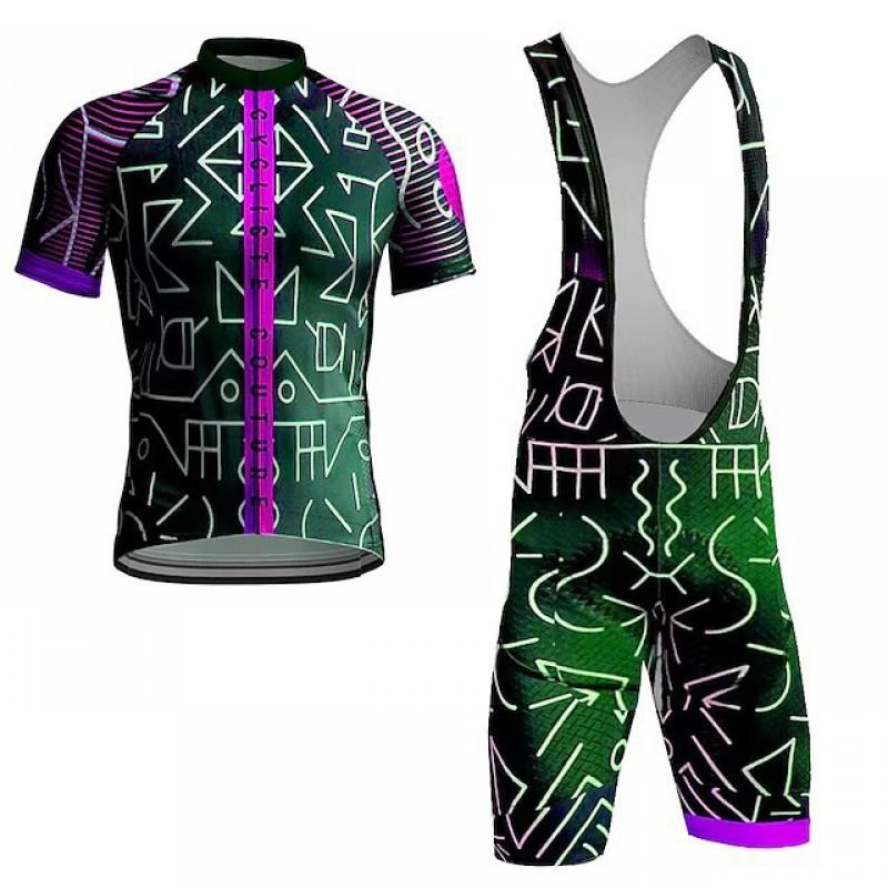 Men Women Cycling Jersey With Bib Shorts Summer Breathable Quick Dry Bike Riding Sportswear