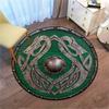 Viking Shield Sea Dragon Rug,  Non Skid Mat, Battleworn Green Valhalla Decor for Living Room, Bedroom, Yoga Space