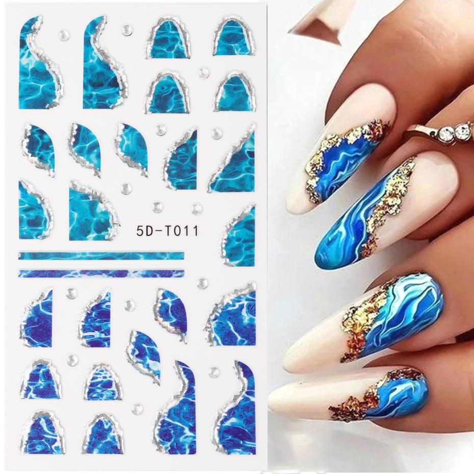 5D дизайн ногтей DIY маникюрный декор ползунки с рельефной гравировкой и тиснением наклейки для ногтей наклейка для дизайна ногтей