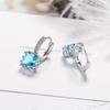 925 Sterling Silver Blue Crystal Square Studs Earrings For Women Girls Wedding Engagement Jewelry Accessories Eh1164